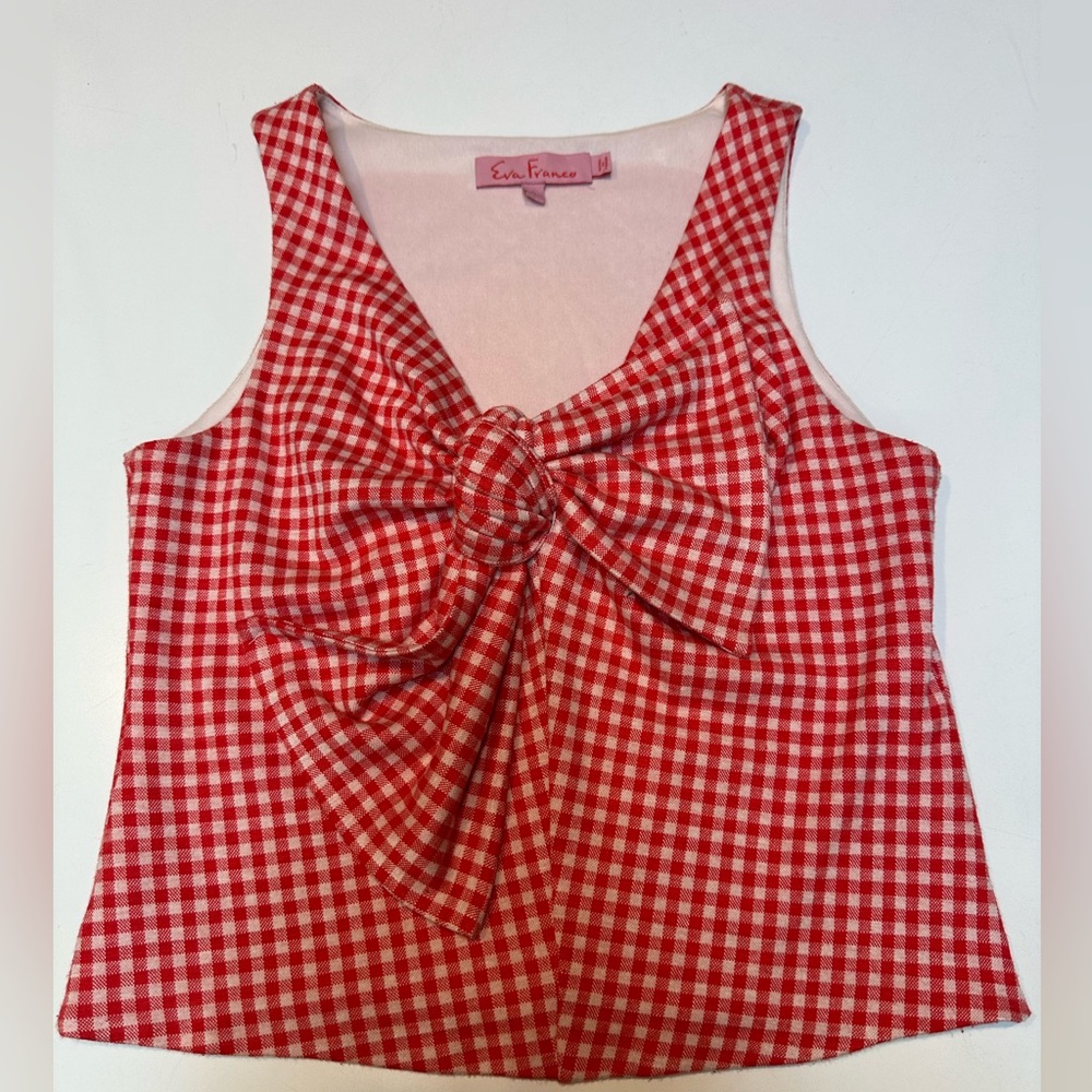 Anthropologie Eva Franco Gingham Bow Top - Picture 7 of 11